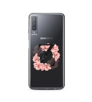 Pembe Çiçekli Harf Tasarım Süper Şeffaf Silikon Telefon Kılıfı Samsung A7 (2017)