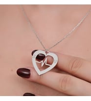 Kişiye Özel Kalp Atışı Sevgililer Günü, Anneler Günü, Doğum Günü, Yıldönümü, Hediye 925 Ayar Gümüş Kolye