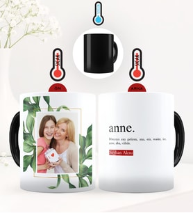 BK Gift Kişiye Özel Fotoğraflı Anne Anlamı Sihirli Kupa Bardak - 3 (Siyah)