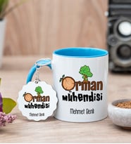 Orman Mühendisi Mavi Kupa Bardak Ve Anahtarlık Set