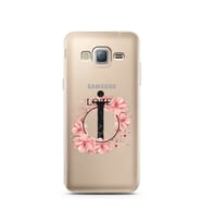 Pembe Çiçekli Harf Tasarım Süper Şeffaf Silikon Telefon Kılıfı Samsung J3 (2016)