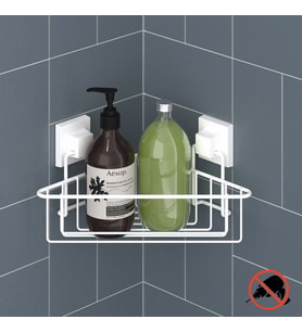 TEKNOTEL DELME VİDA MATKAP YOK! easyFIX YAPIŞKANLI TEK KATLI BANYO KÖŞE RAFI BEYAZ EF251