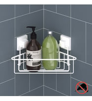 TEKNOTEL DELME VİDA MATKAP YOK! easyFIX YAPIŞKANLI TEK KATLI BANYO KÖŞE RAFI BEYAZ EF251