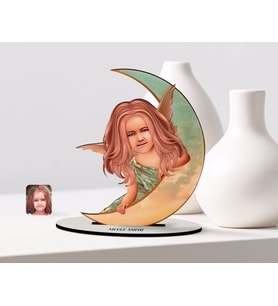 BK Gift Kişiye Özel Kız Çocuk Melek Karikatürlü Ahşap Biblo Model-1 (Beyaz)