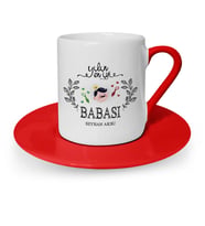BK Gift Kişiye Özel Yılın En İyi Babası Kırmızı Türk Kahvesi Fincanı  1