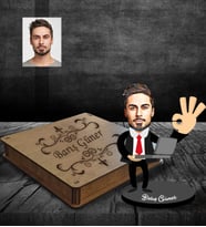 Kişiye Özel Patron Tasarımlı Karikatür Ahşap Biblo Kutulu Bay-4