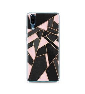 Pembe Geometri Tasarımlı Süper Şeffaf Silikon Telefon Kılıfı Huawei P20   