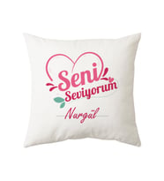 Seni Seviyorum Tasarım Yastık (Beyaz)