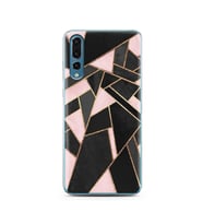 Pembe Geometri Tasarımlı Süper Şeffaf Silikon Telefon Kılıfı Huawei P20 Pro  