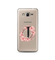 Pembe Çiçekli Harf Tasarım Süper Şeffaf Silikon Telefon Kılıfı Samsung J2 Prime 