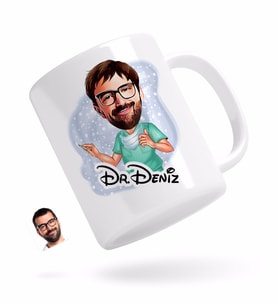 BK Gift Kişiye Özel Erkek Cerrah Karikatürlü Beyaz Kupa Bardak-1