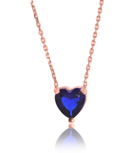 Tek Taşlı Safir Kolye - Rose
