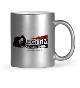 BK Gift Kişiye Özel Özel Eğitim Öğretmeni Gümüş Yaldızlı Kupa Bardak  1