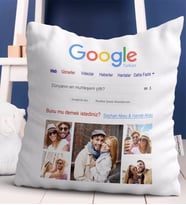 BK Gift Kişiye Özel Google Fotoğraflı Dünyanın En Muhteşem Çifti Yastık-1 (Beyaz)