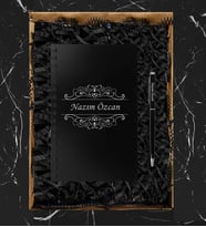 Kişiye Özel Renkli Ahşap Defter Kalem Seti (Siyah)