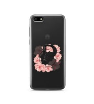 Pembe Çiçekli Harf Tasarım Süper Şeffaf Silikon Telefon Kılıfı Huawei Y5 2018 P-