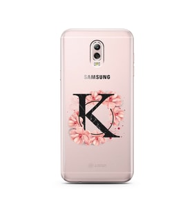 Pembe Çiçekli Harf Tasarım Süper Şeffaf Silikon Telefon Kılıfı Samsung C8  K-Har