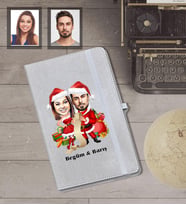 Kişiye Özel Yılbaşı Sevgili Karikatürlü Gri Defter Model-3