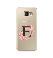 Pembe Çiçekli Harf Tasarım Süper Şeffaf Silikon Telefon Kılıfı Samsung A3 (2017)