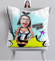 BK Gift Kişiye Özel Tavşan Kız Karikatürlü  Yastık