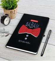 BK Gift Kişiye Özel Yakışıklı Babam Siyah Defter Kalem Seti-6