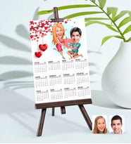 BK Gift Kişiye Özel 15x21 cm Fotoğraf Kartlı Sevgililer Karikatürlü Şövaleli 2024 Takvim -19 (Beyaz)