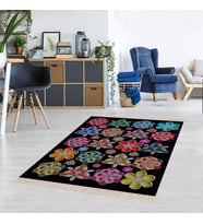 Çiçek Desenli Dijital Baskı Yıkanabilir Modern Salon Halı ve Yolluk (Karışık)