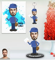 Kişiye Özel Postacı Karikatürlü 3 lü Hediye Seti Bay-1