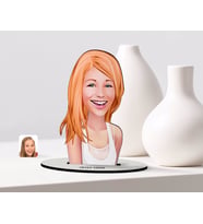 BK Gift Kişiye Özel Kadın Karikatürlü Ahşap Biblo Model-37 (Beyaz)