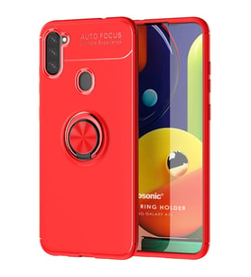 Microsonic Samsung Galaxy A11 Kılıf Kickstand Ring Holder Kırmızı