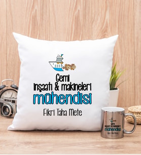 Gemi İnşaatı ve Mühendisi Yastık ve Silver Kupa Bardak