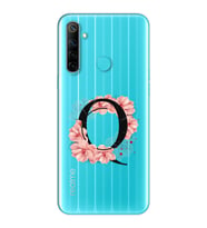 Pembe Çiçekli Harf Tasarım Süper Şeffaf Silikon Telefon Kılıfı Oppo Realmi 6i Q-