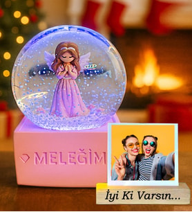 Arkadaşa Hediye Kişiye Özel Fotoğraflı Dostum Meleğim Işıklı Kar Küresi