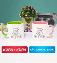 İkili Sen Başıma Gelen En Güzel Şeysin Sevgililer Günü Hediyesi Kupa Bardak Yeşil Pembe