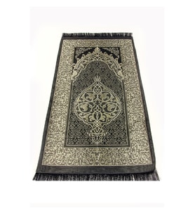Ekonomik Osmanlı Tafta Seccade - 0150 - Siyah (Çok Renkli)