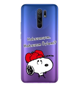 Snoopy Tasarımlı Süper Şeffaf Silikon Telefon Kılıfı Xiomai Redmi 9