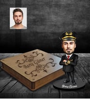 Kişiye Özel Pilot Karikatürlü Ahşap Biblo Kutulu Bay-2