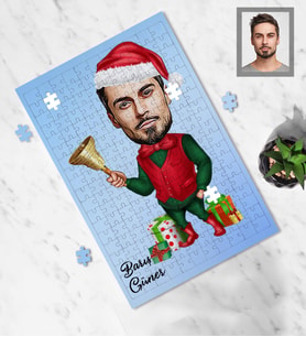 Kişiye Özel Yılbaşı Erkek Karikatürlü 240 Parça Puzzle Model-10