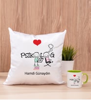 Psikolog Kare Yastık ve Yeşil Kupa Bardak