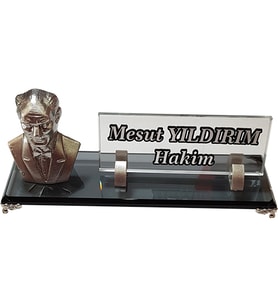 Masa İsimlik Büro Ofis Makam Hediyesi  M534 ATA SILVER Masa İsimliği