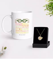 BK Gift Kişiye Özel Öğretmen Sözleri Beyaz Kupa ve Papatya Kolye Hediye Seti-2 (Model 1)