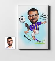 BK Gift Kişiye Özel Futbolcu Sarı Lacivert Karikatür Kanvas Tablo 50x70cm 1