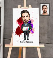 Kişiye Özel İş Adamı Karikatürlü  Ahşap Tablo 30x47 Bay-14