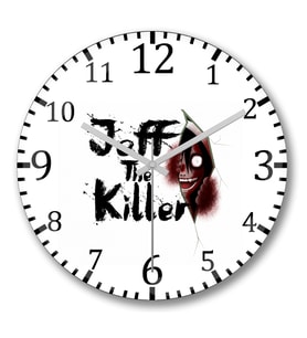 Estampa Jeff The Killer Duvar Saati Bombeli Gercek Cam