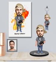 Kişiye Özel Fotoğrafçı Karikatürlü 3 lü Hediye Seti Bay-3