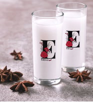 BK Gift Kişiye Özel Renkli Baskılı Harfli İkili Rakı Bardağı Seti-6 (Beyaz)