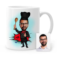 BK Gift Kişiye Özel Chef Karikatür Beyaz Kupa Bardak  1