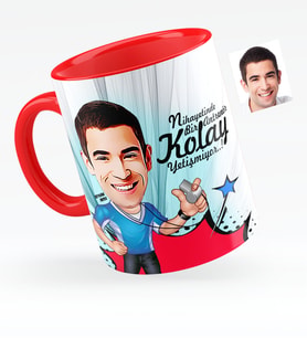 BK Gift Kişiye Özel Bay Antrenör Karikatürlü Kırmızı Kupa Bardak  1