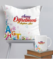 BK Gift Kişiye Özel Sınıf Öğretmeni Temalı Yastık Kupa Seti - 2
