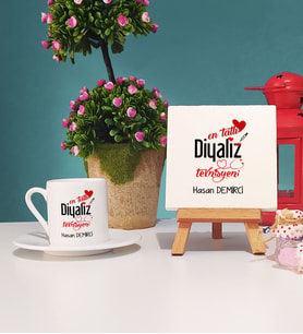 Mesajlı Diyaliz Teknisyeni Hediye Türk Kahvesi Fincanı ve Dekoratif Taş Baskı Hediye Seti